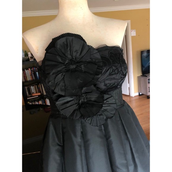 Black Vivienne Tam Silk Taffeta Statement Flower Strapless Cocktail Dress 6 - Picture 5 of 12